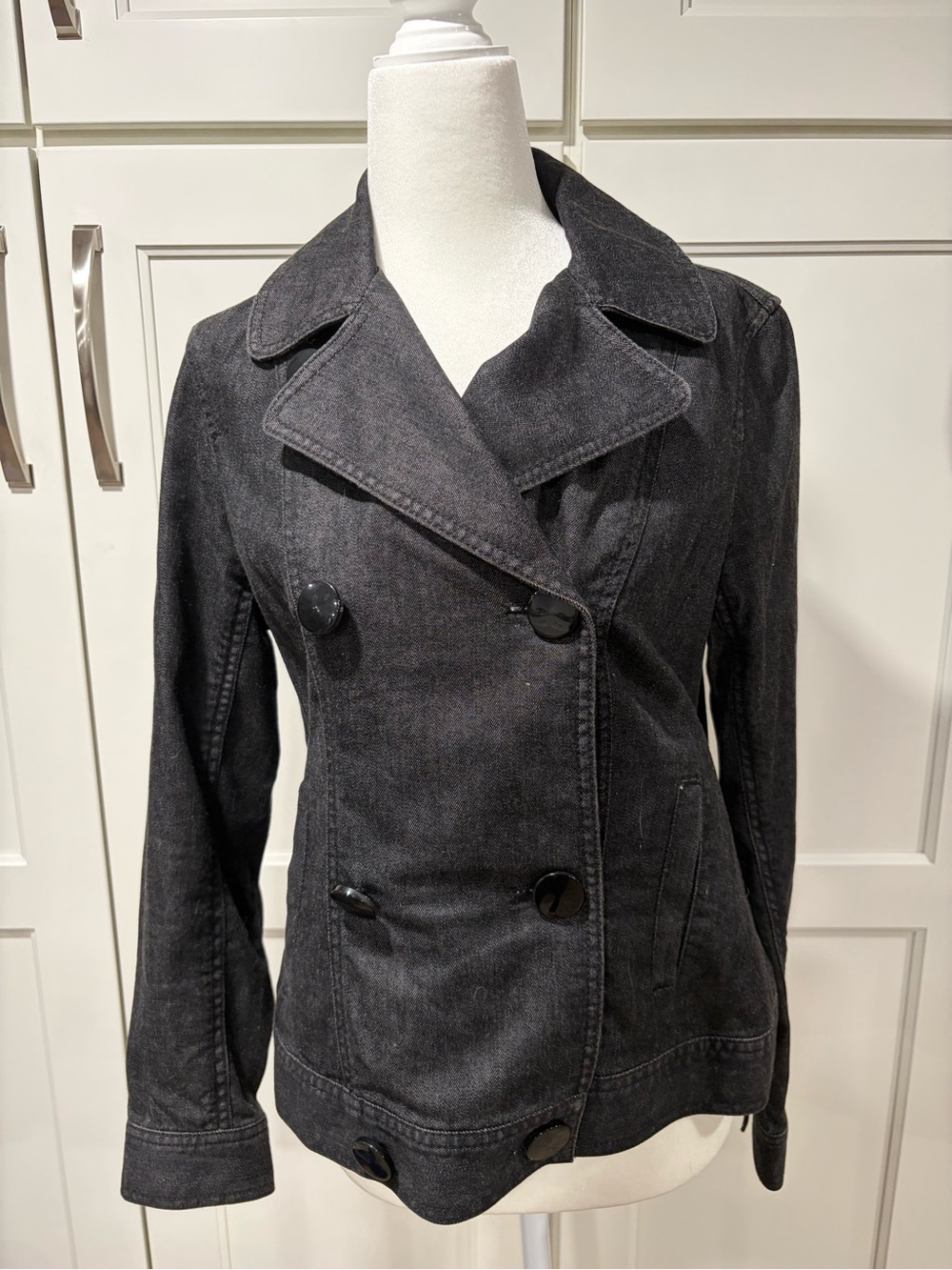 Talbots Black Double-Breasted Denim Jacket